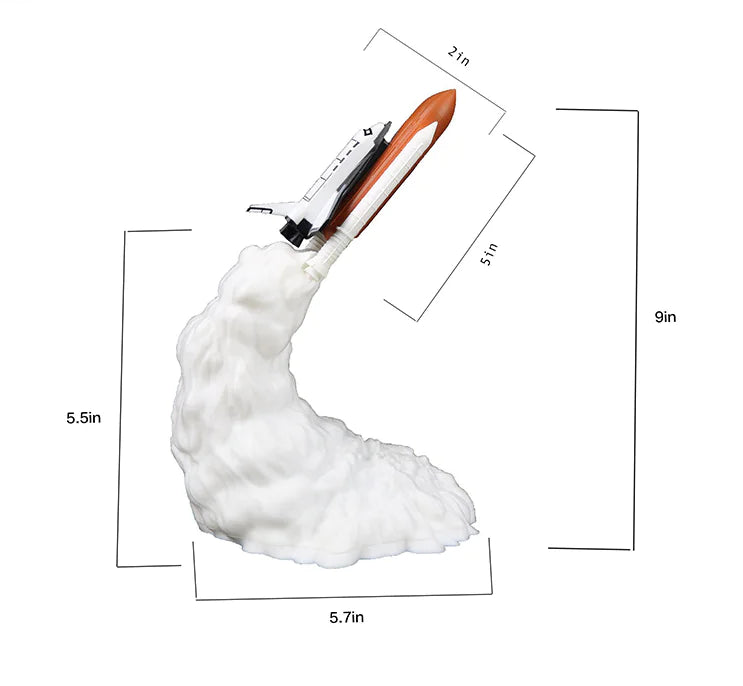 Lámpara de mesa con luz nocturna de luna y cohete creativa