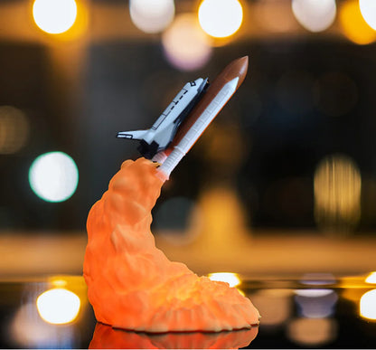 Lámpara de mesa con luz nocturna de luna y cohete creativa