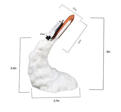 Lámpara de mesa con luz nocturna de luna y cohete creativa